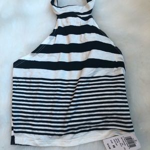 NWT black and ivory striped halter top sz xs